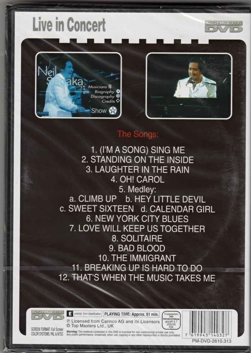 DVD Neil Sedaka Oh! Carol in Concert
