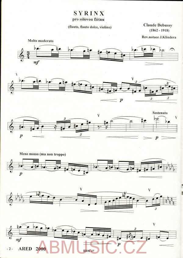 Debussy Claude - Syrinx - Pro sólovou flétnu