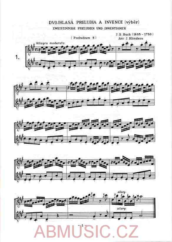 Bach J. S. - Preludia a invence - pro 2 flétny