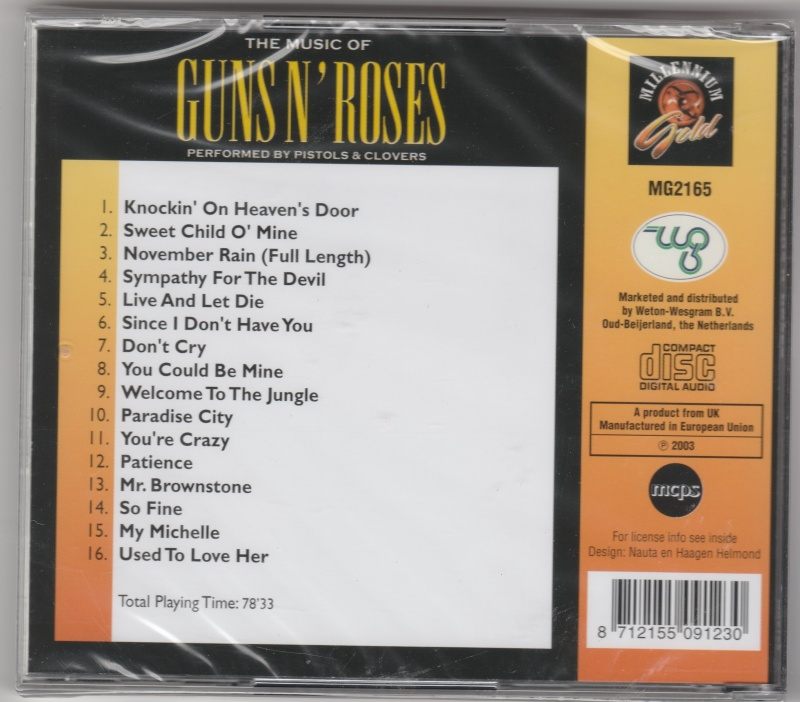 CD The Music of GUNS N' ROSES performed by Pistols & Clovers 