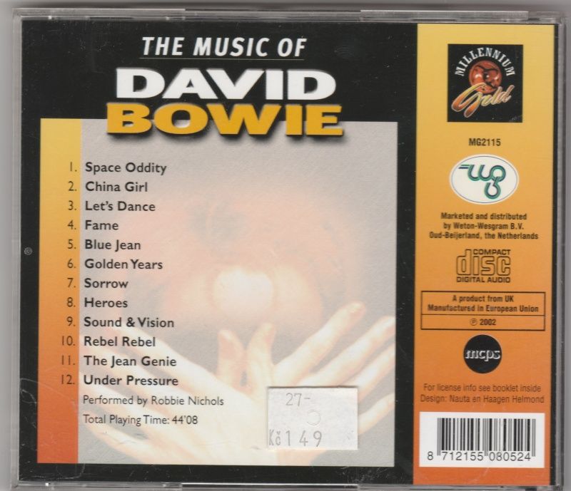 CD The Music of DAVID BOWIE performed by Robbie Nichols