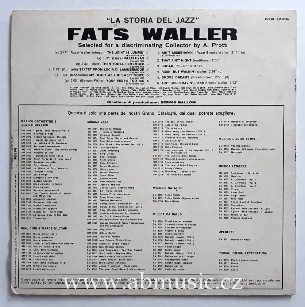 LP Fats Waller - La Storia Del Jazz