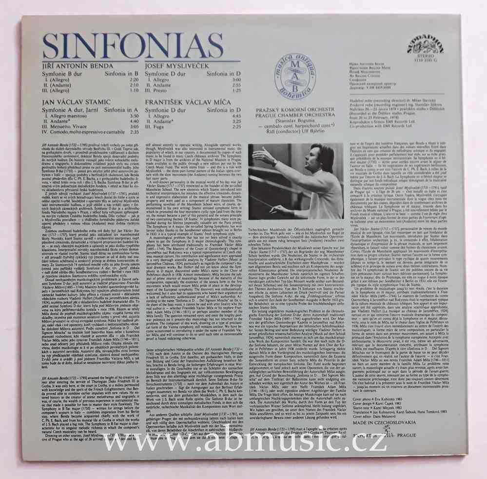 LP Sinfonias - Benda , Míča , Mysliveček , Stamic
