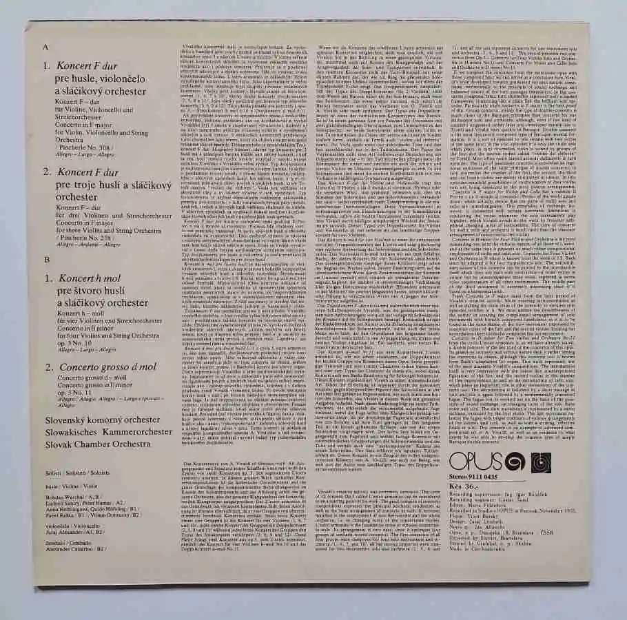 LP Antonio Vivaldi - Inštrumentálne koncerty 2