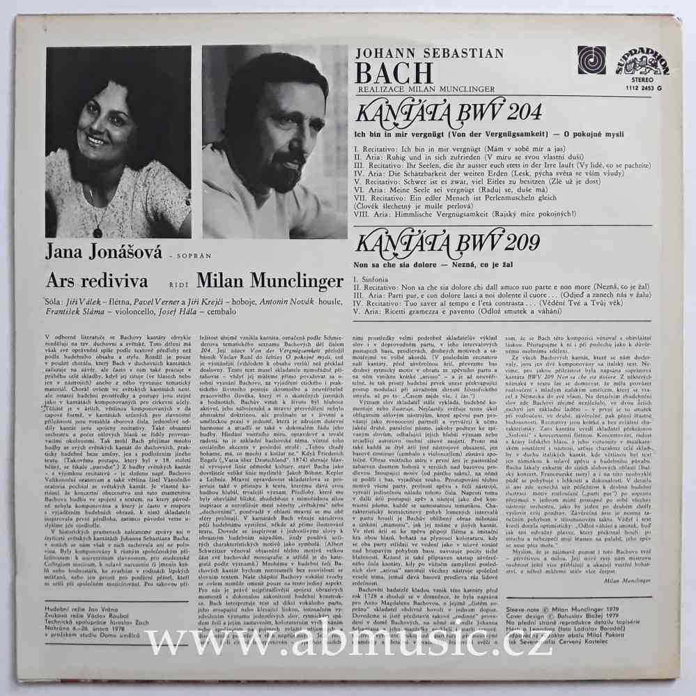LP Johann Sebastian Bach - Kantáta BWV 204