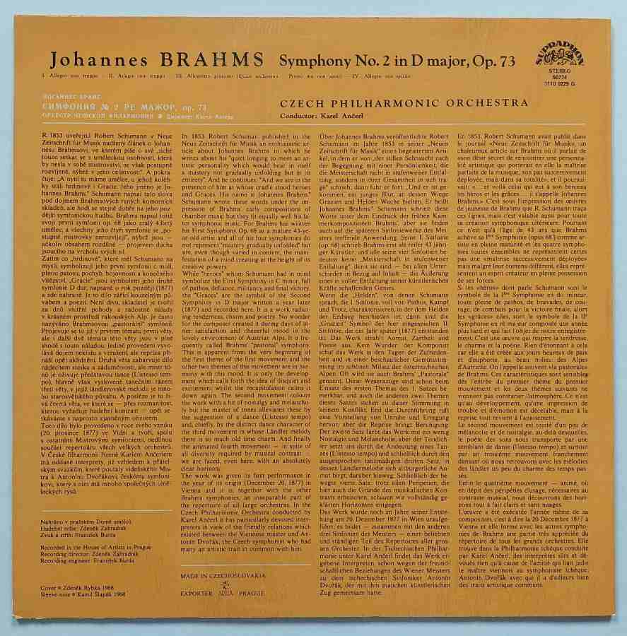 LP Johannes Brahms - Symphony No. 2 