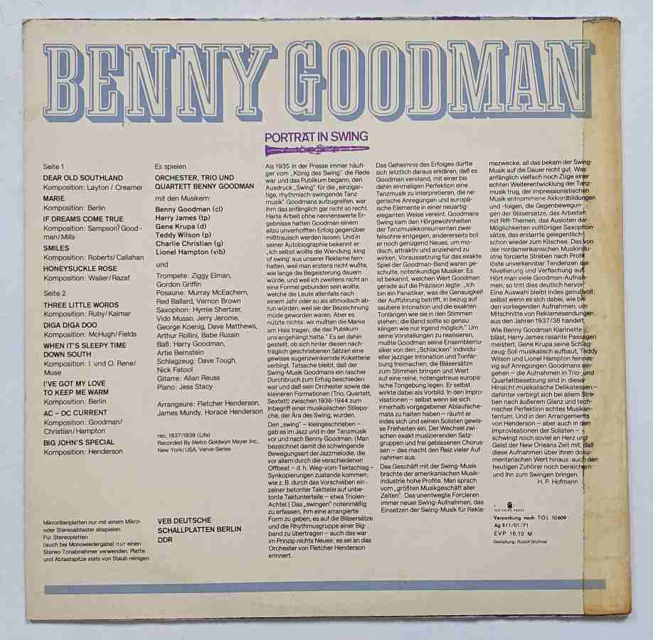 LP Benny Goodman - Portrait In Swing