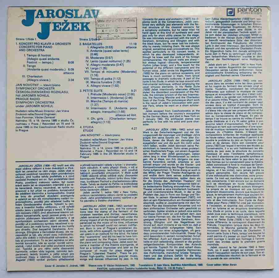 LP Jaroslav Ježek - Koncert pro klavír a orchestr