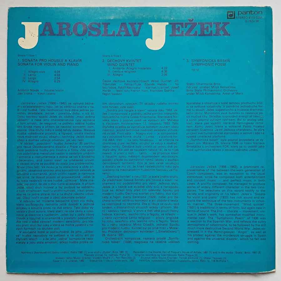 LP Jaroslav Ježek - Sonáta pro housle a klavír