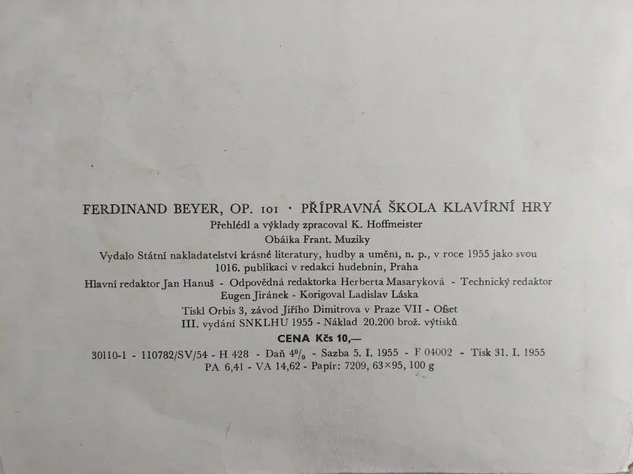 Ferdinand Beyer - Přípravná škola klavírní techniky op.101