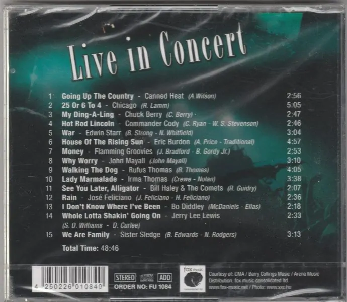 CD Live in Concert - Eric Burdon , Chicago , Chuck Berry