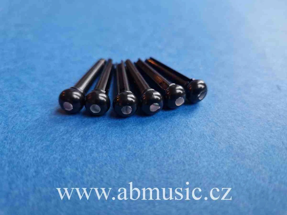 Kolíčky do kobylky kytary Bridge Guitar Pins Black With Abalone Dot Celluloid Germany