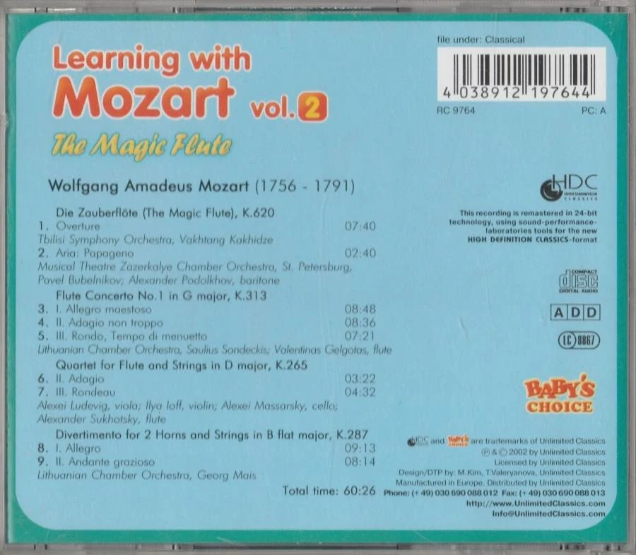 CD Learning with Mozart - Classical for Babies