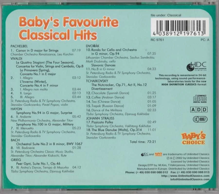CD Baby´s Favourite Classical Hits - Classical for Babies