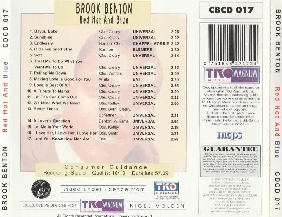 CD Brook Benton - Red Hot And Blue
