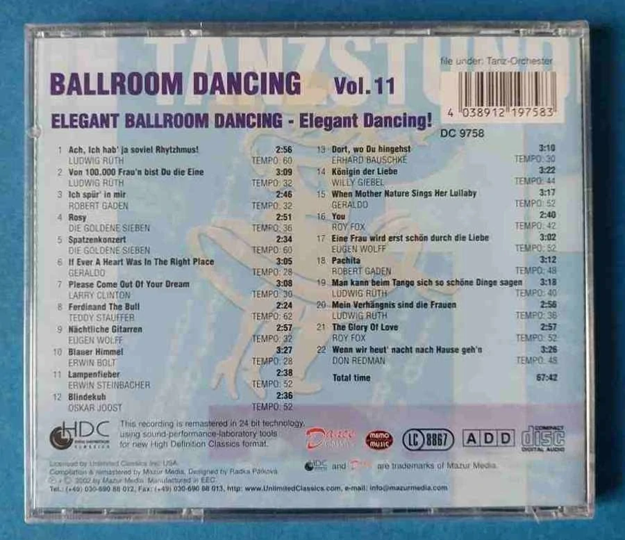 CD BALLROOM DANCING Vol. 11 Elegant Ballroom Dancing