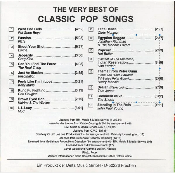 CD The Very Best Of Classic pop songs