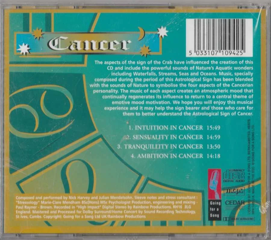 CD Cancer - Mystical Music Of The Zodiac Rak 22. June - 22. July