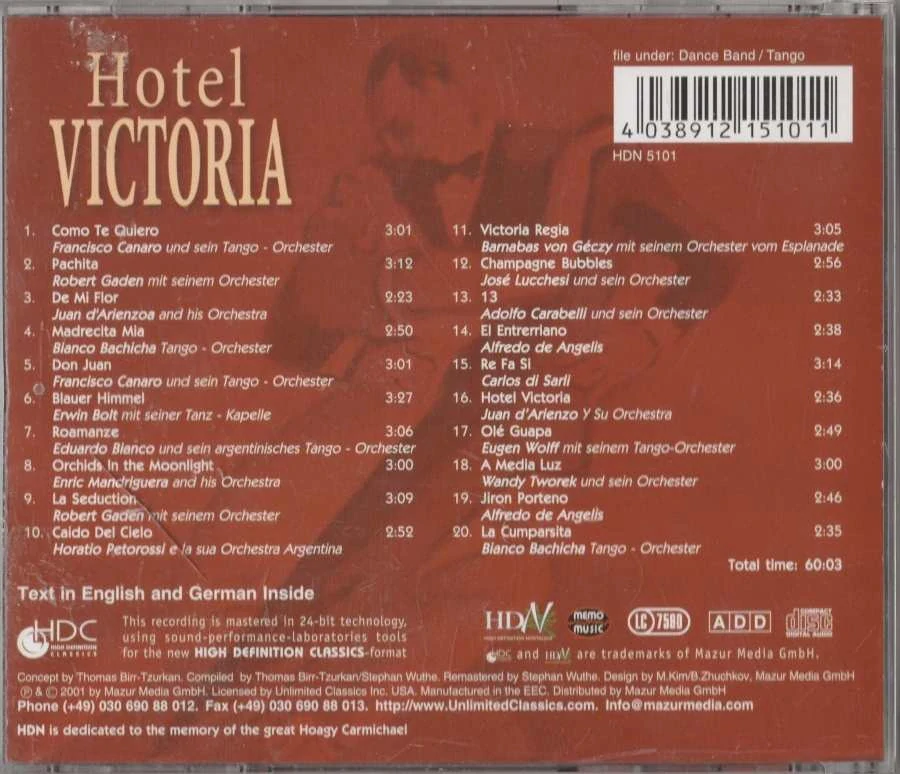 CD Hotel Victoria - Tangos from 1929 - 1946
