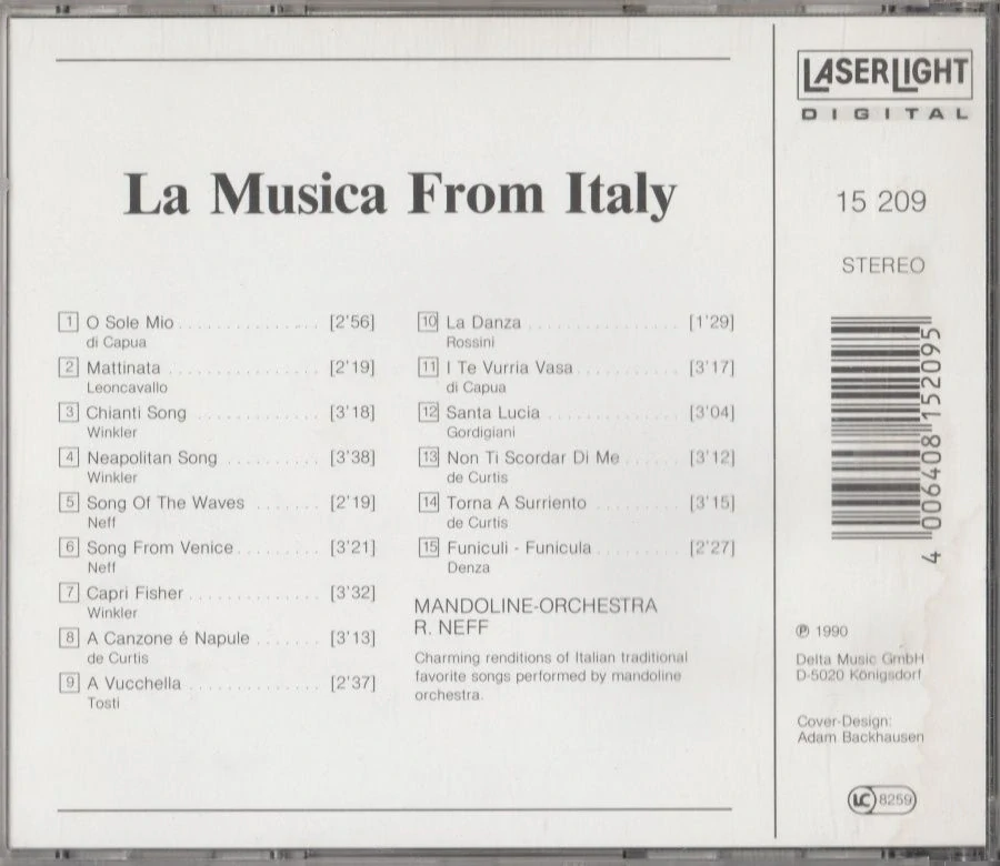 CD La Musica From Italy - Mandoline Orchestra R Neff