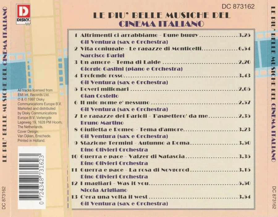 CD Le Piu´ Belle Musiche Del Cinema Italiano