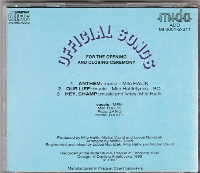 CD Official Songs - World Ice Hockey Championship Prague 1992