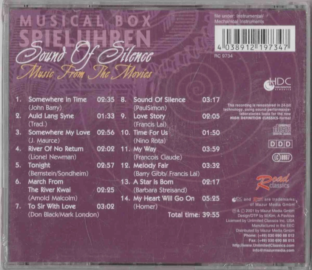 CD Sound Of Silence Music From The Movies