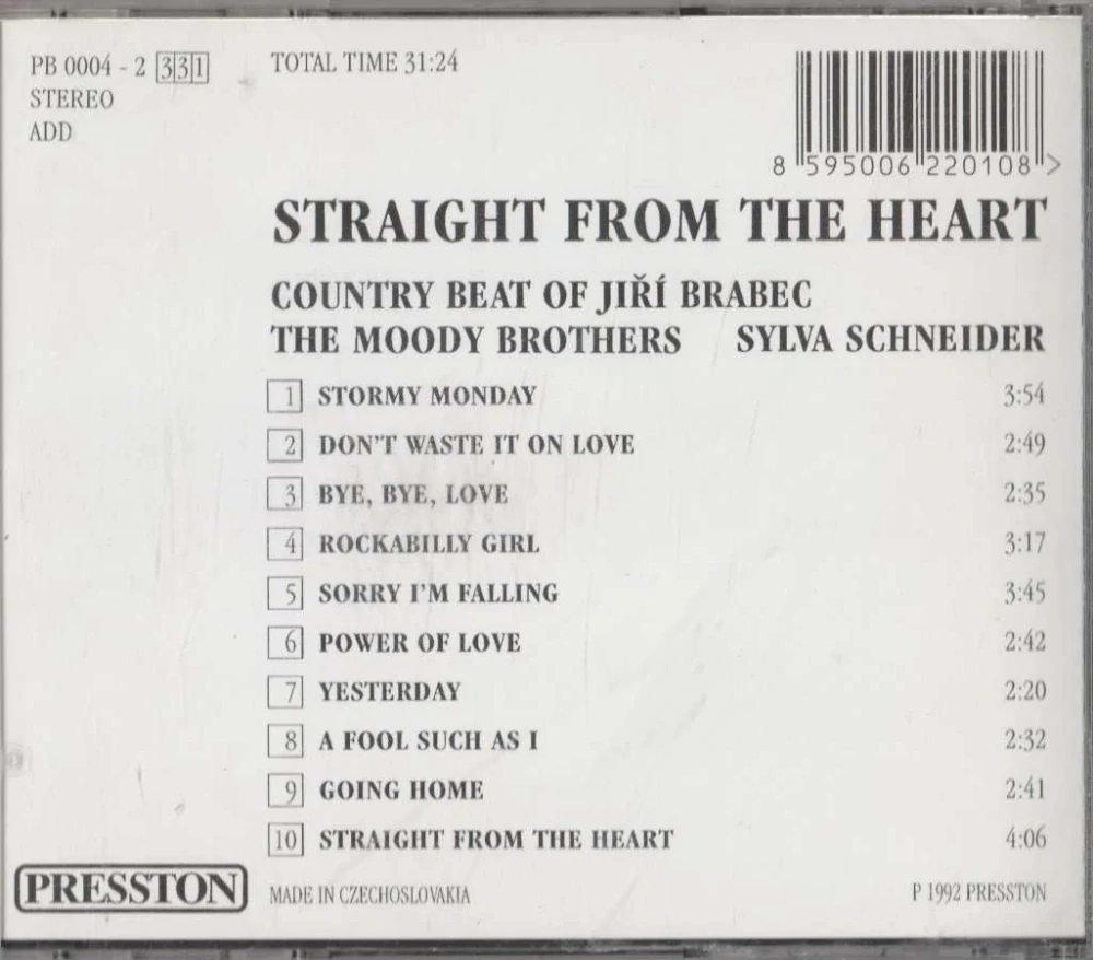 CD Straight From The Heart - Country Beat Jiří Brabec , The Moody Brothers , Sylva Schneider