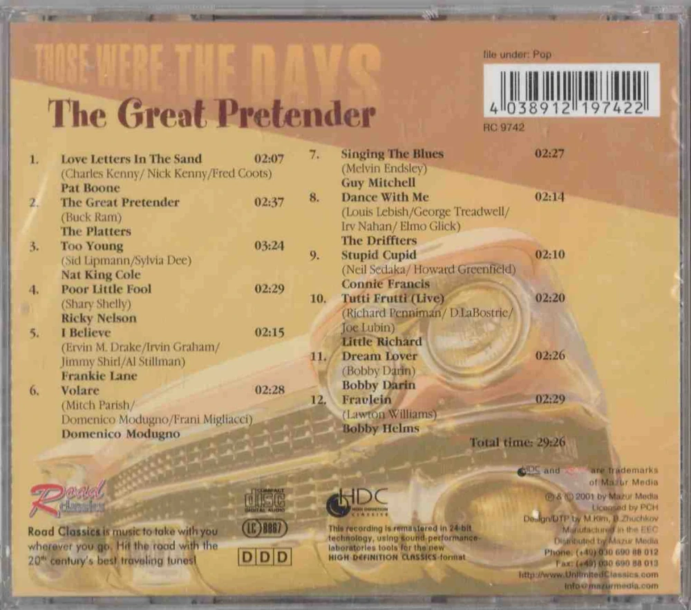 CD Those Were The Days - The Great Pretender Vol. 2 , Pat Boone , Connie Francis , The Driffters 