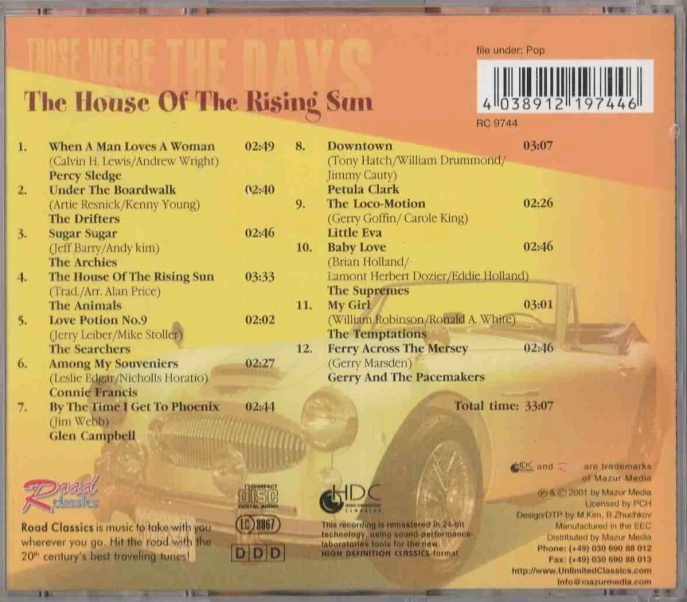 CD Those Were The Days - The House Of The Rising Sun Vol. 4 , Perry Sledge , Petula Clark , The Searchers