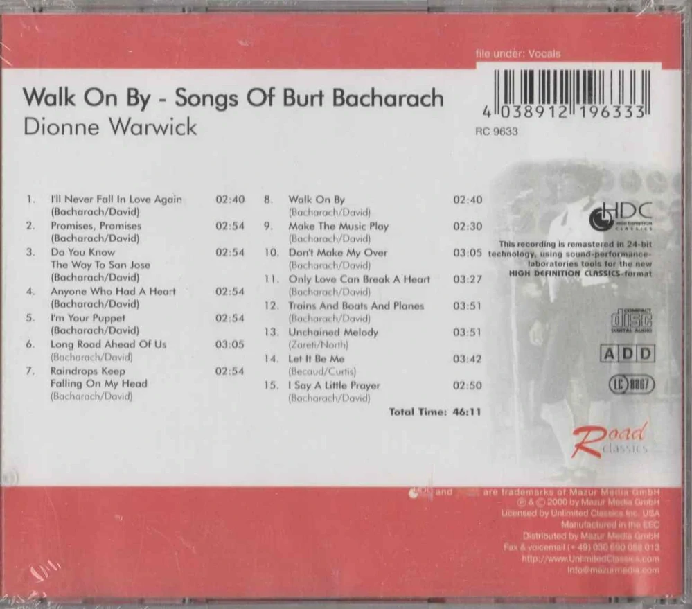 CD Dionne Warrick - Walk On by