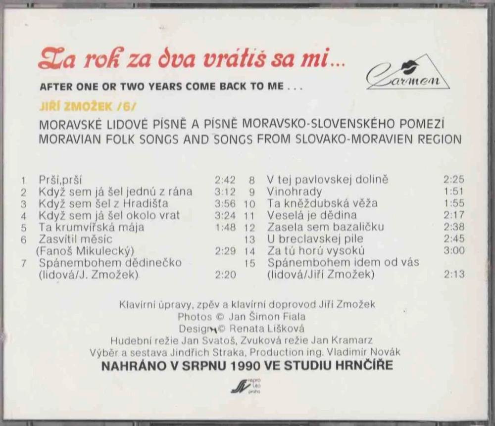 CD Jiří Zmožek - Za rok za dva vrátíš sa mi...