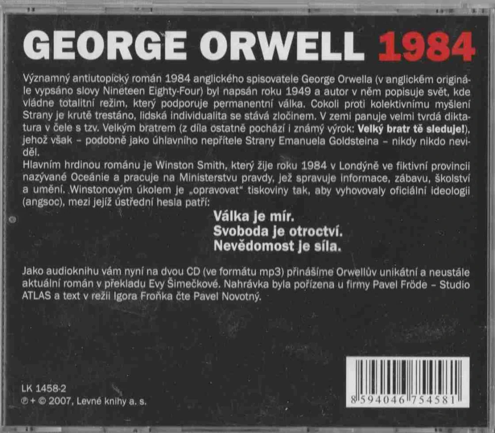 CD George Orwell 1984 čte Pavel Novotný