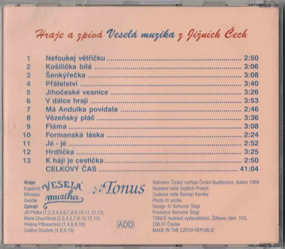 CD Hraje a zpívá Veselá muzika z Jižních Čech