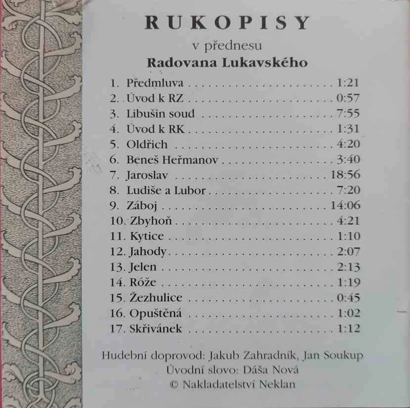 CD Rukopisy v přednesu Radovana Lukavského