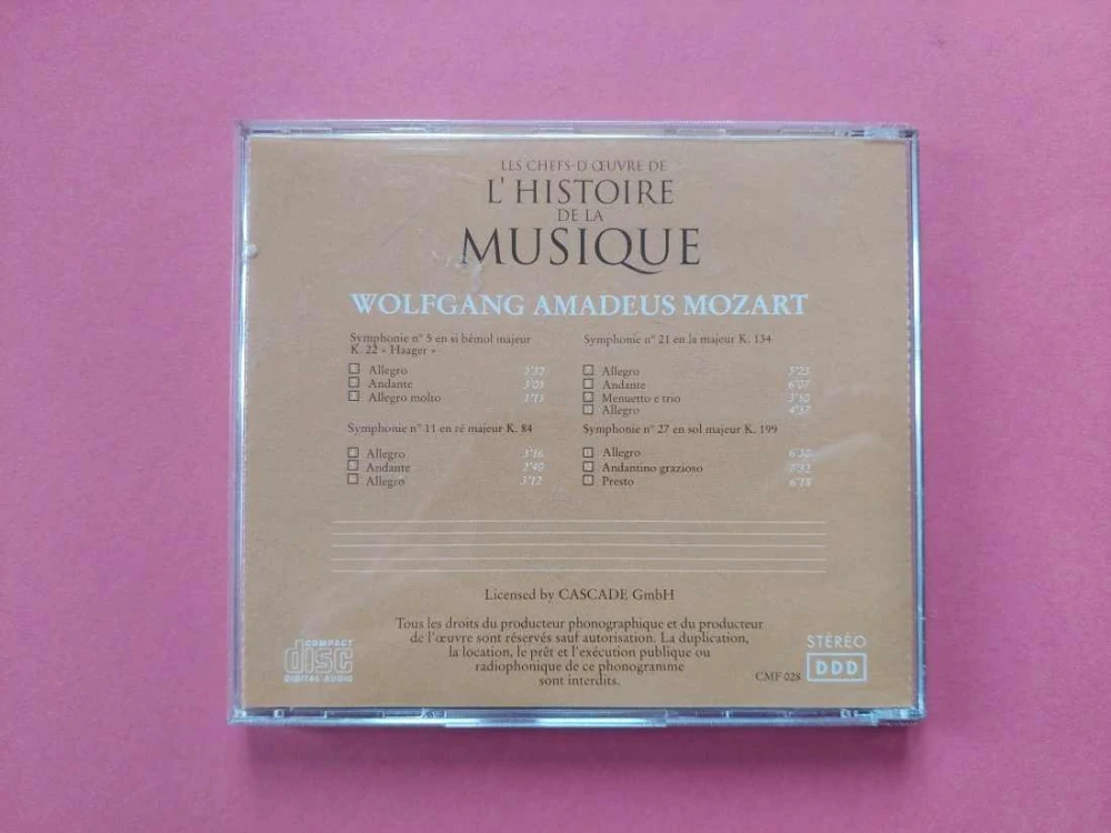 CD Wolfgang Amadeus Mozart - Symphonies no. 5,11,21 et 27