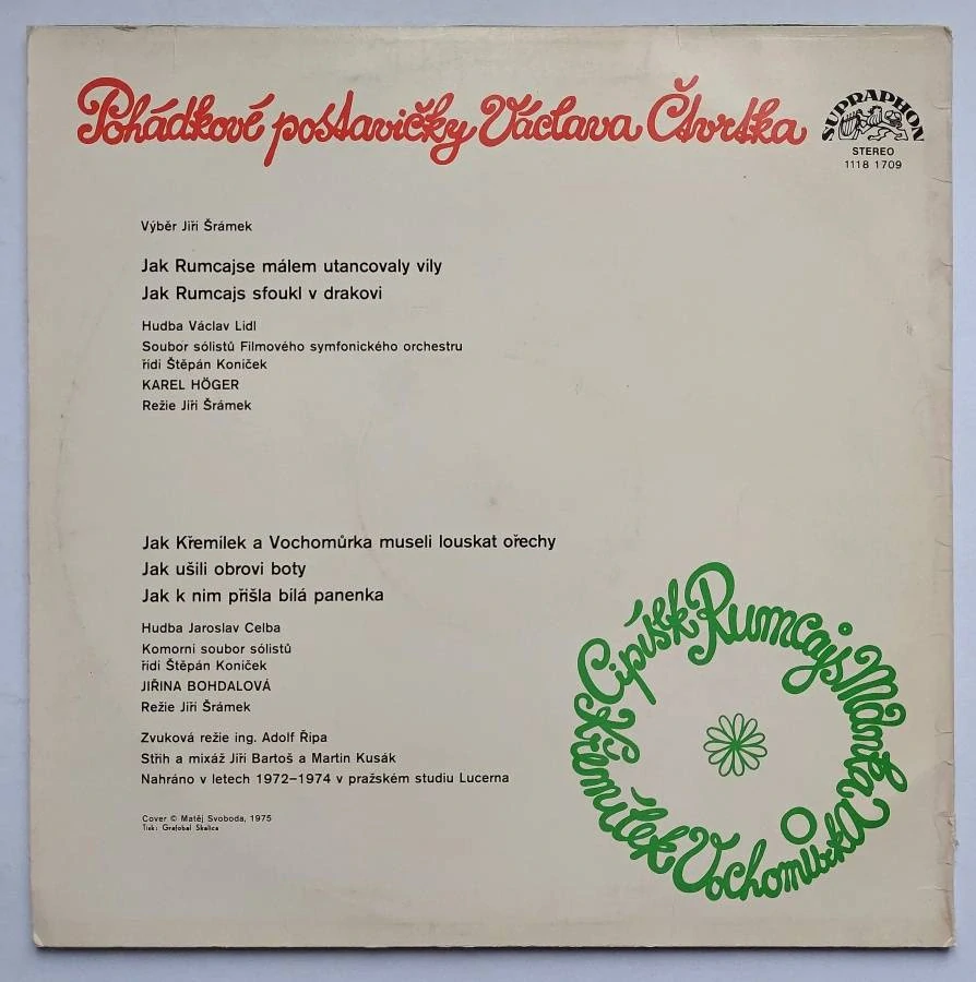 LP Pohádkové postavičky Václava Čtvrtka - Rumcajs , Cipísek , Manka , Křemílek a Vochomůrka