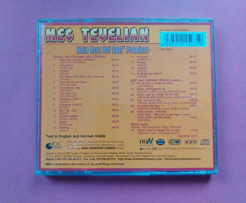 CD Meg Tevelian - Mein Herz Hat Heut' Premiere