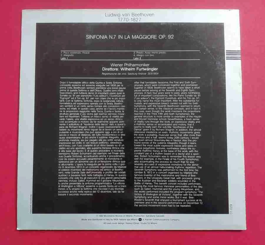 LP Ludwig van Beethoven - Sinfonia n.7 - Wilhelm Furtwängler