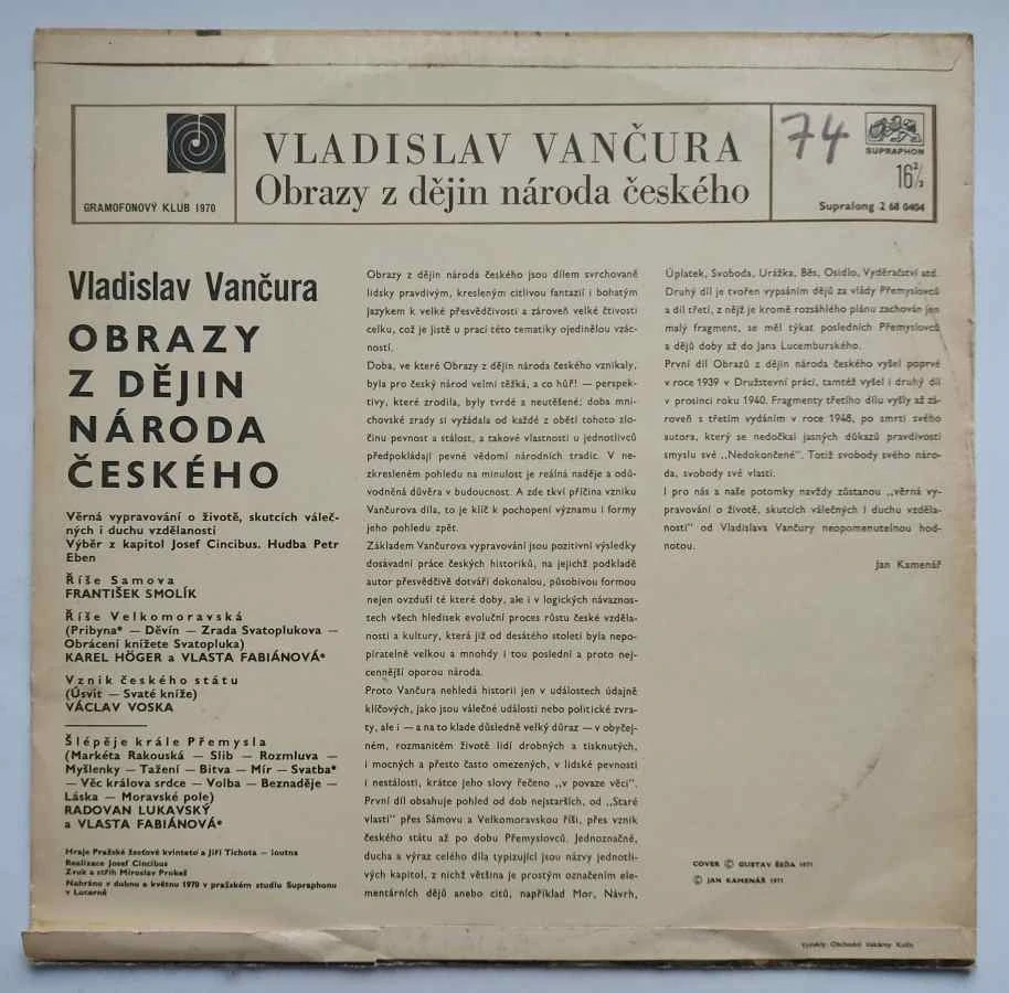 LP Vladislav Vančura - Obrazy z dějin