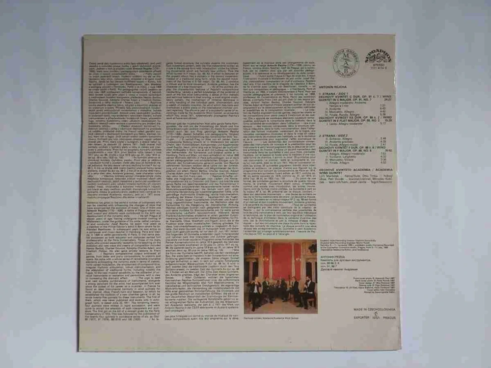 LP Antonín Rejcha - Wind Quintets Op. 88, Nos 2/6, Op. 91, No. 7