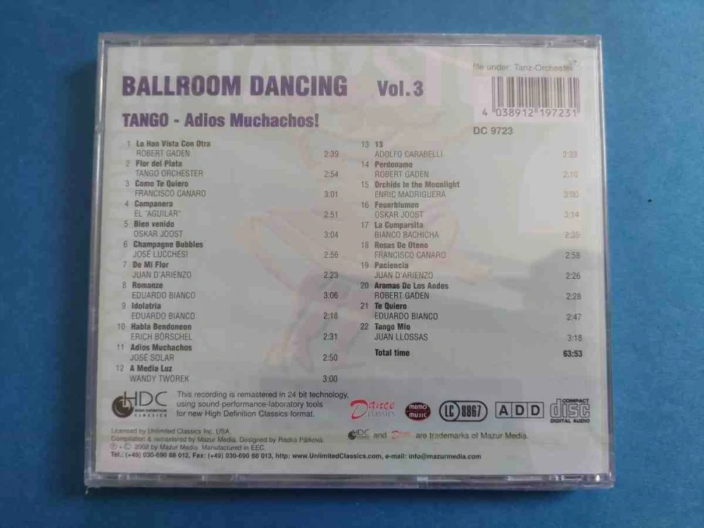 CD BALLROOM DANCING Vol. 3 Tango
