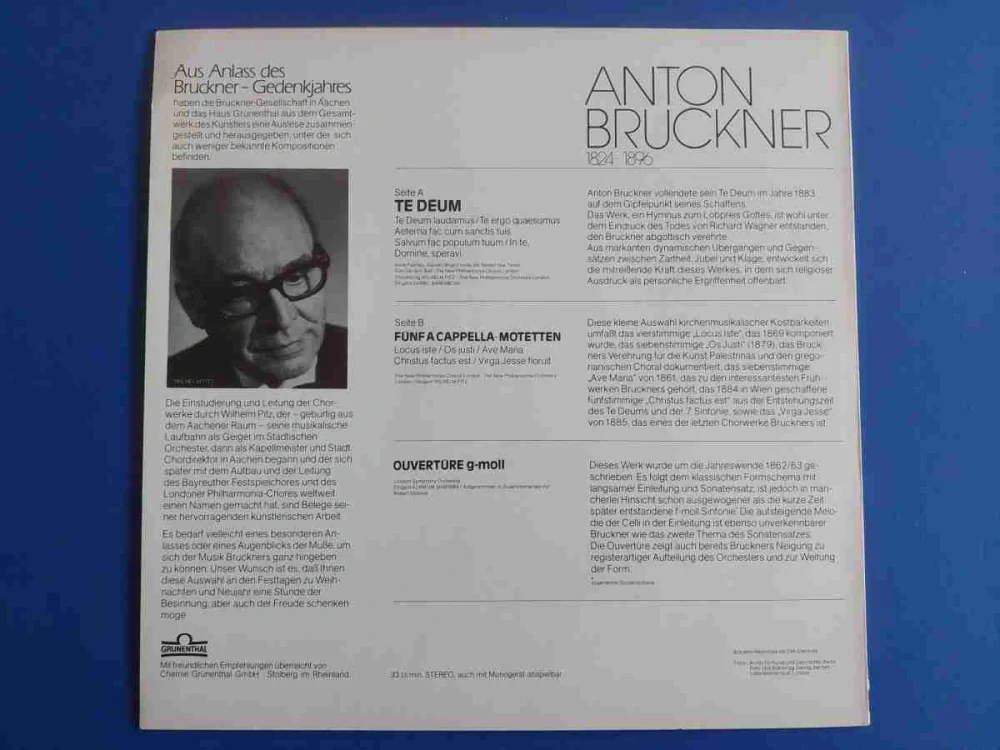 LP Anton Bruckner Tedeum 1824-1974