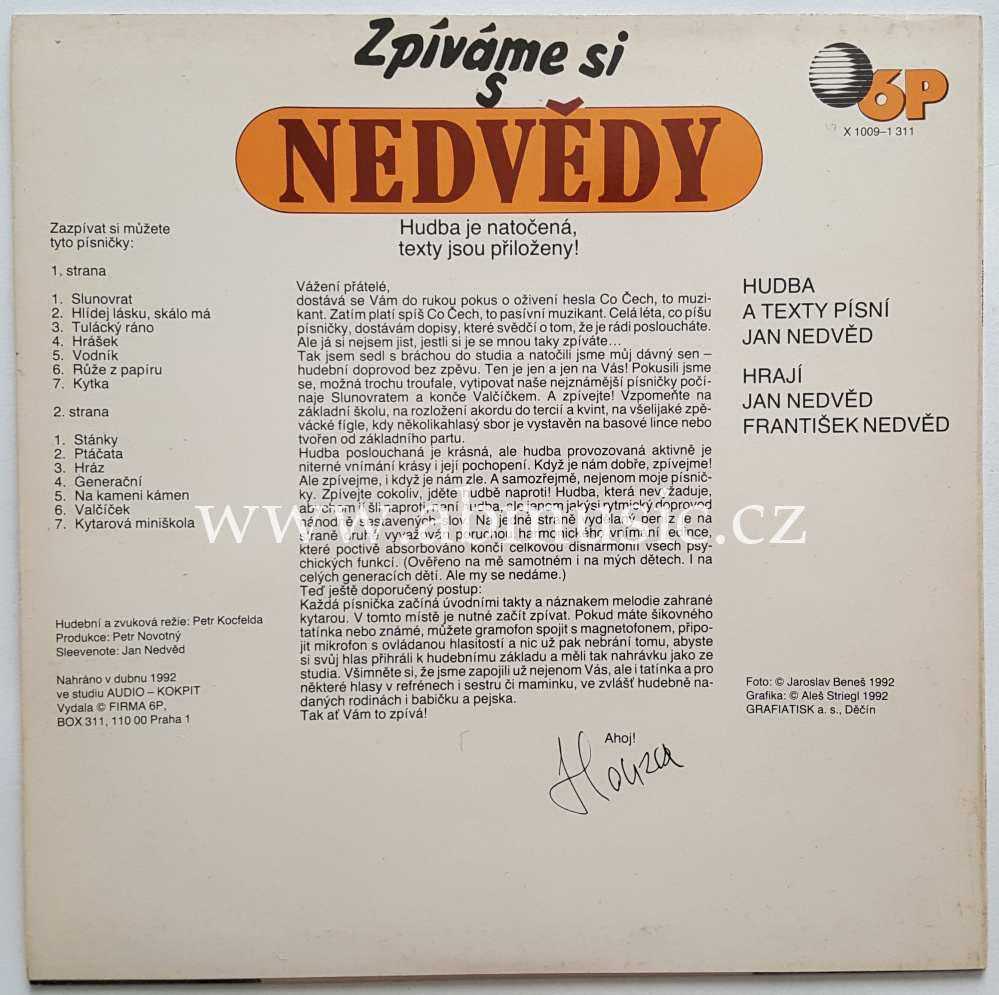 LP Zpíváme si s Nedvědy - LP deska / Vinyl