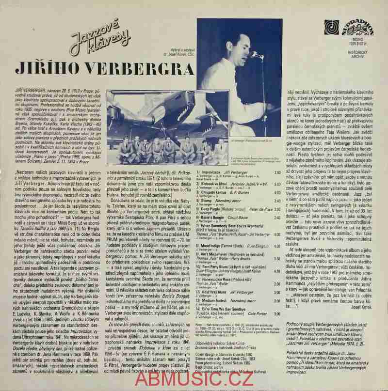 LP Jazzové klávesy Jiřího Verbergra