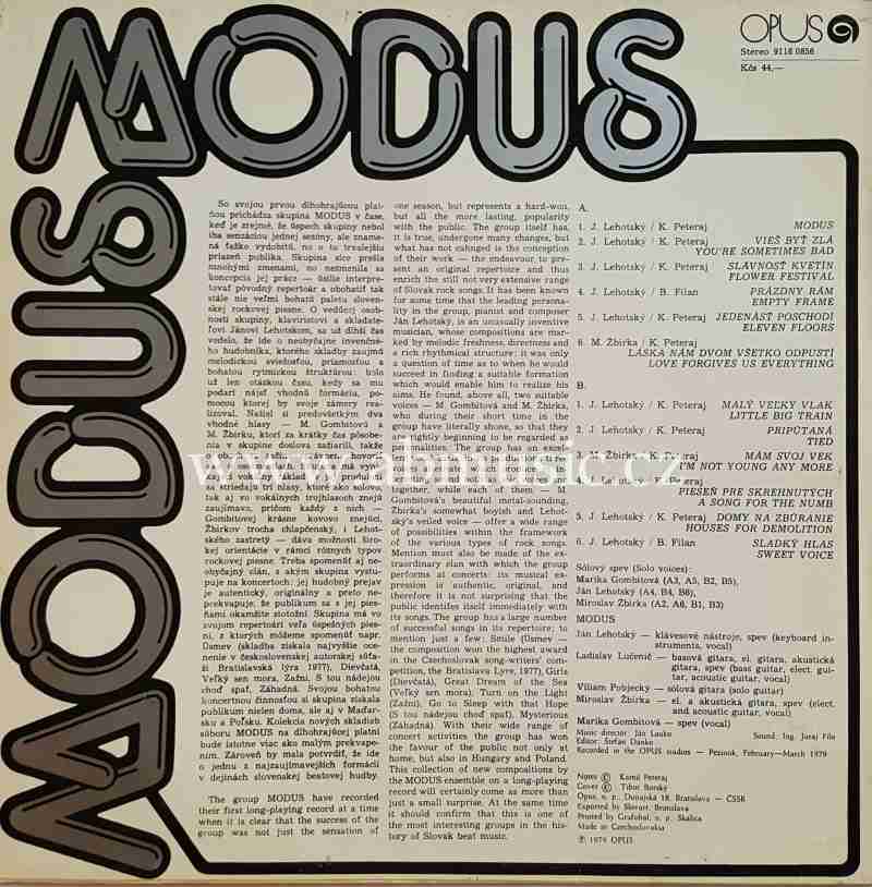 LP Marika Gombitová MODUS - Modus 1979