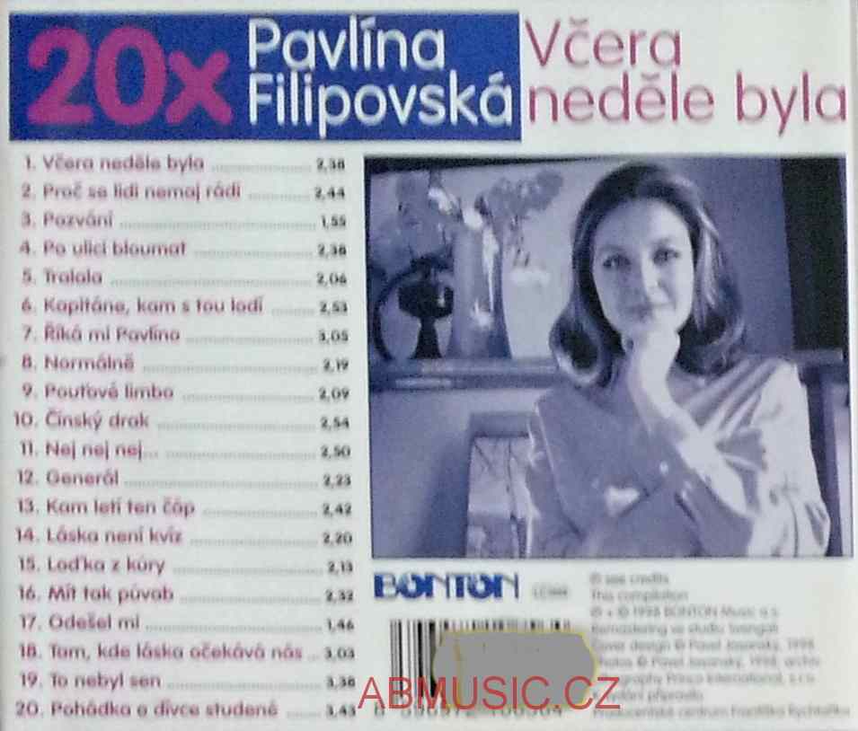 20 x Pavlína Filipovská - Včera neděle byla , CD