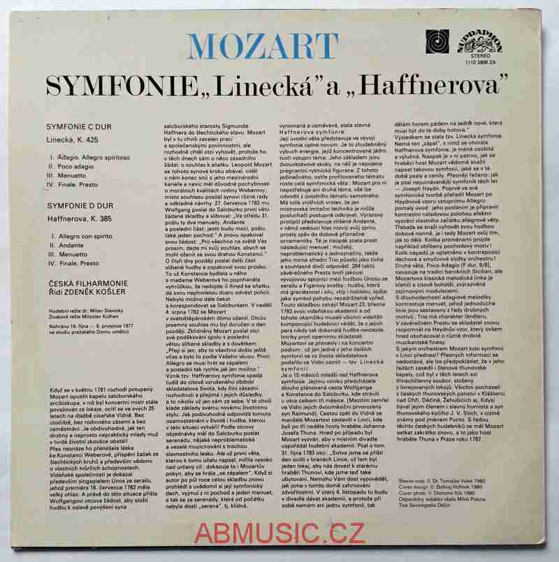 LP Mozart Symfonie Linecká a Haffnerova