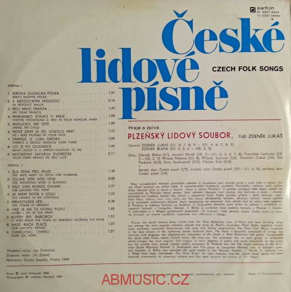 LP České lidové písně ( Czech Folk Songs )