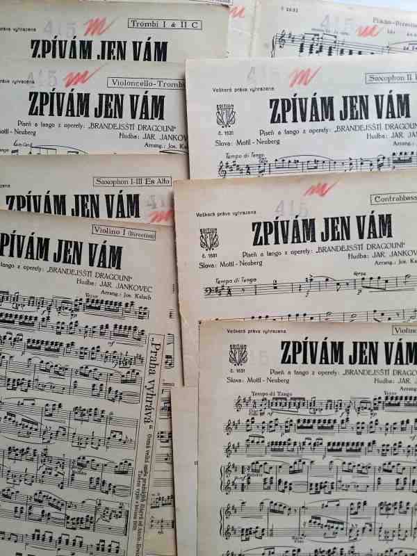 Zpívám jen Vám - Brandejsští dragouni - noty pro orchestr
